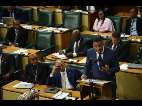 Prime Minister Dr Andrew Holness making his contribution to the National Budget Debate in the House of Representatives on March 26, 2026. (Ian Allen photo)