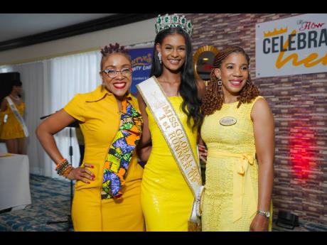Credit: Contributed. Keri-Ann Greenwood (centre), Miss Global 2025 first runner-up, joins Shelly-Ann Weeks (left), HerFlow Foundation’s executive director, and Tracy-Ann Wellington, category manager, Lasco Distributors, at the 2025 Celebrate Her Unsung ‘Shero’ Awards. Th