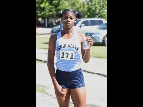 Credit: Ian Allen Tashana Godfrey of Edwin Allen High, winner of the Class Three 80 metres hurdles at the Central Hurdles, Relays and Field events meet at GC Foster College on January 24. Godfrey won in 11.16 seconds.