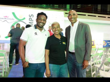 Contributed 
From left: Stephan Bennett, Gatorade brand coordinator, Colleen Montague, Wolmer’s Trust High School for Girls’ principal, and Keith Wellington, St Elizabeth Technical High School principal and Inter-Secondary Schools Sports Association pr