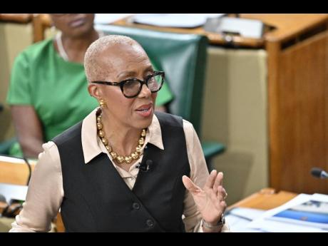 Finance Minister Fayval Williams speaking during the closing of the 2026-2027 National Budget Debate in the House of Representatives on March 24, 2026. (Rudolph Brown)