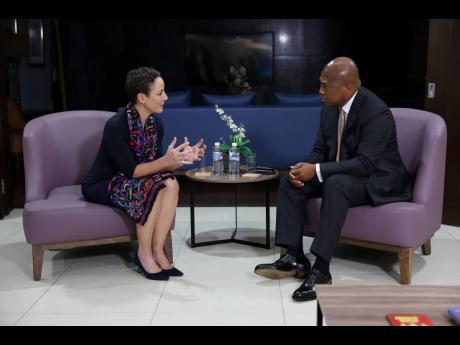 Senator Kamina Johnson Smith, Minister of Foreign Affairs and Foreign Trade, in discussion with Samuel Okudzeto Ablakwa, Ghana’s Minister of Foreign Affairs, during his official visit to Jamaica on January 24, 2026. (Contributed photo)