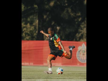 Credit: Courtesy of JFF Media Reggae Boy Leon Bailey in training ahead of a World Cup play-off game against New Caledonia in Mexico.