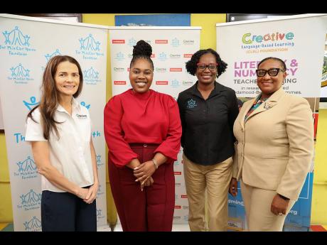 From left: Mandy Melville, founding chair of the Creative Language Based Learning Foundation; Deleen Powell, public affairs and communication manager, North Caribbean Region, Scotiabank; Mitzian Turner, executive director of The MultiCare Youth Foundation 